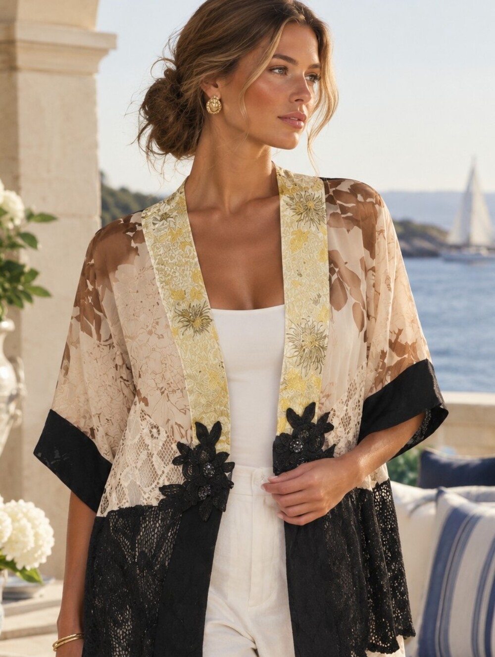 Spencer Alexis Vintage Floral Textured kimono style Top Y2K Classic Luxury